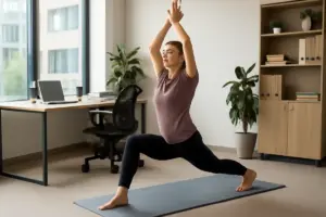Yoga dinamico in pausa pranzo: la pratica breve che combatte lo stress da ufficio